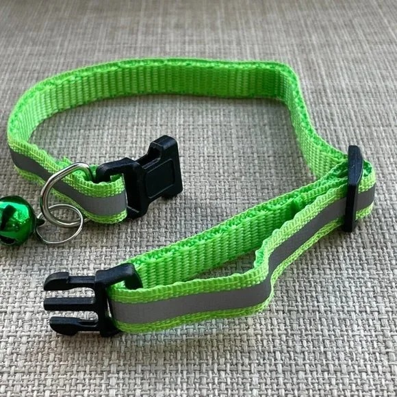 Premium Green Leather Cat Collar Adjustable Fit for Kittens & Adult Cats