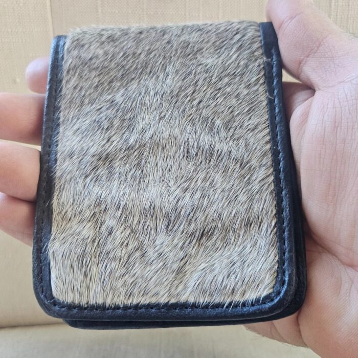 Handmade Billfold Real Fur Wallet Black/White Hair Genuine Leather Cardholder
