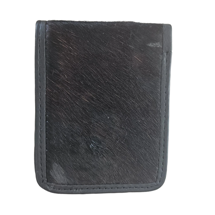 Genuine Hair Fur Wallet Cardholder Black Genuine Leather Billfold Handmade
