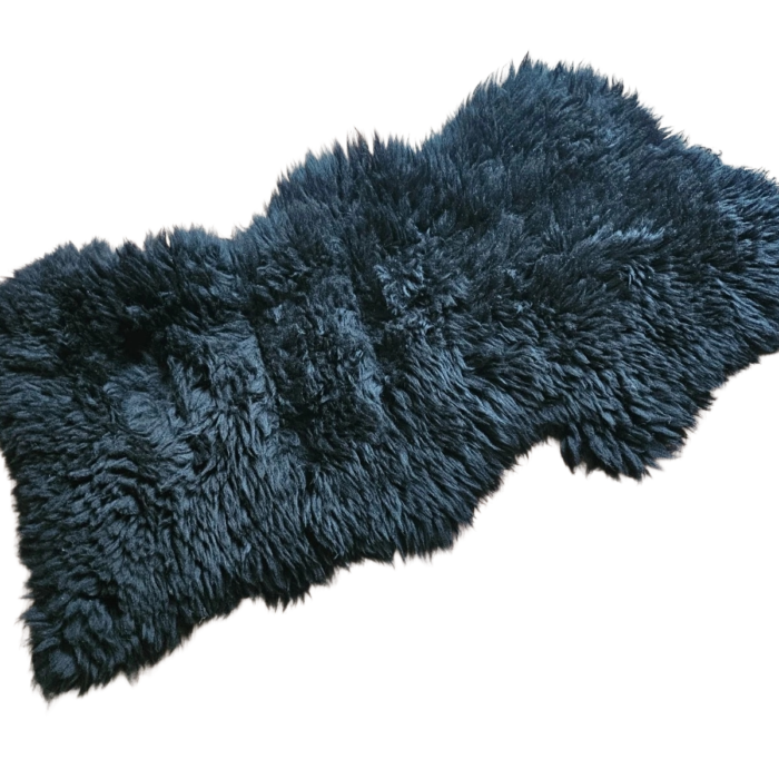 Real Fur Area Rug Handmade Sheepskin Black Real Hair Fur Home Decore Rug New