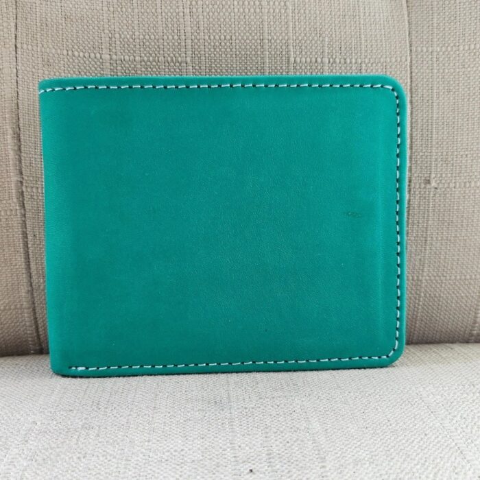 green leather handmade wallet