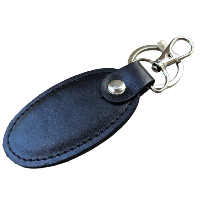 leather black keychain